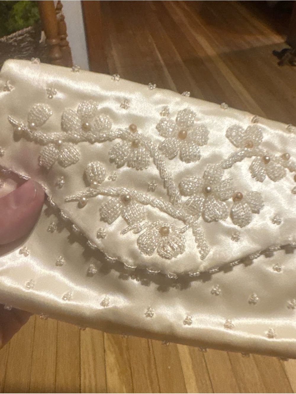 Richere Hand Beaded mid-century (circa 1950s–1960s) bridal or evening clutch